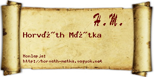Horváth Mátka névjegykártya