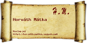 Horváth Mátka névjegykártya