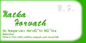 matka horvath business card